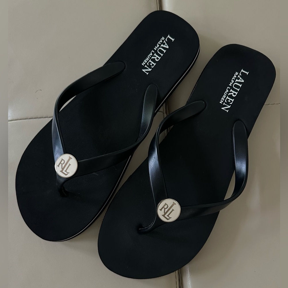 *NWOT* Ralph Lauren Black Sandals with RL Emblem